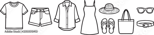 Foto set of Minimalist flat style clothing and accessories icon set