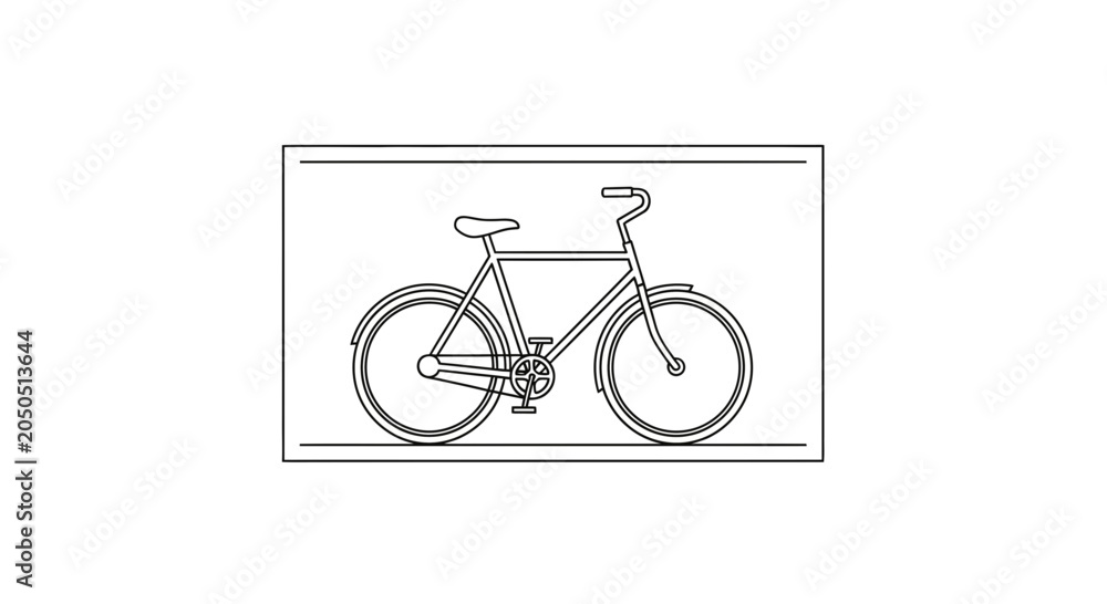 Fototapeta premium Classic Bicycle Line Art Illustration - Vintage Style Two-Wheeler Icon