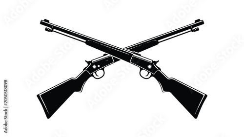 Two crossed rifles and shotguns in a silhouette illustration