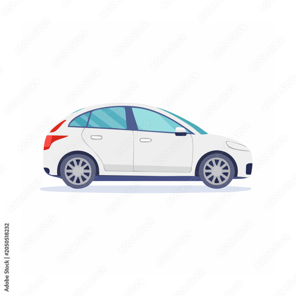 Fototapeta premium White hatchback car in flat design style