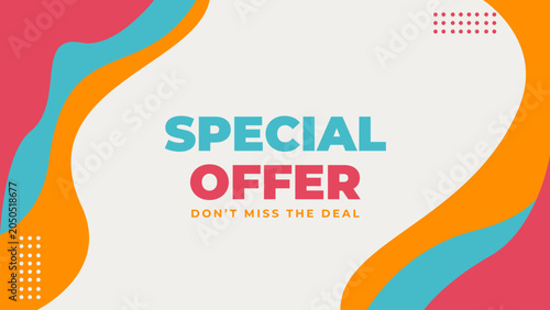 creative design template banner with liquid shape red, orange, blue color