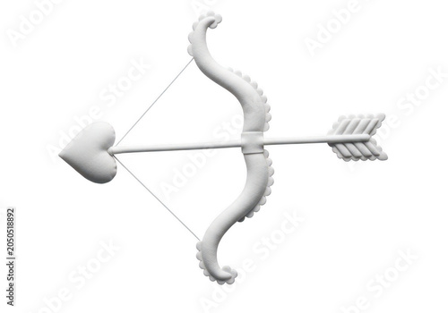 3d silver bow and arrow ready to shoot isolated on transparent background