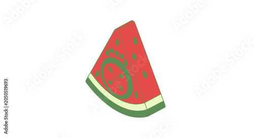 Fresh juicy watermelon slice with green rind detail.