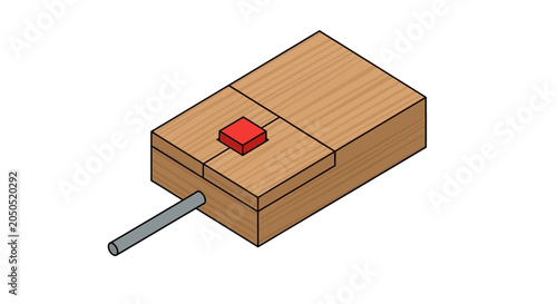 Wooden carpentry vise clamp with metal screw handle.