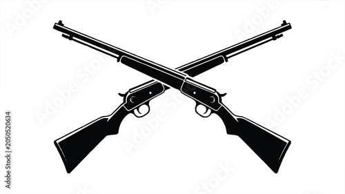 Two crossed rifles form an X shape on a plain background