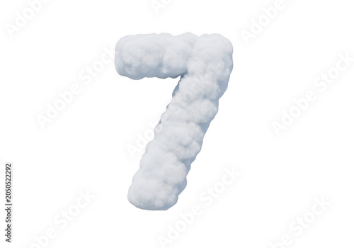 Fluffy cloud-style number seven isolated on transparent background