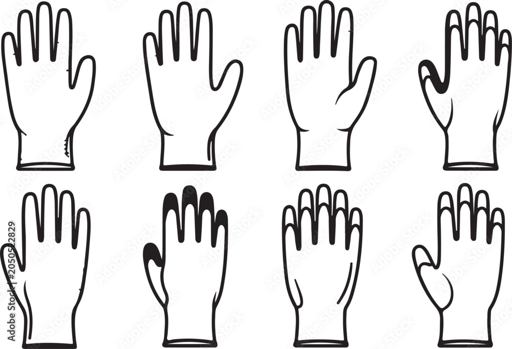 Fototapeta premium set of Black and white hand signals and gestures illustration set