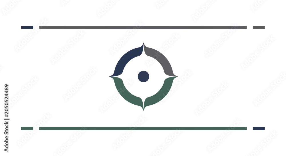 Fototapeta premium Abstract Geometric Symbol with Four Petals and Center Dot, Minimalist Design