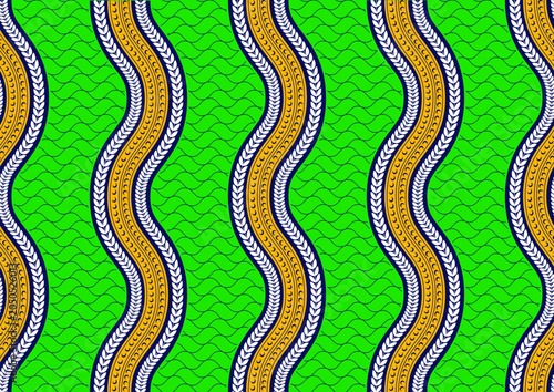 Seamless African Ankara Pattern with Abstract Circles and Leaf Shapes, Colorful Tribal Textile Print Inspired by Modern African Fashion and Contemporary Cultural Fabric Design
