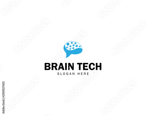 Brain Connect Logo. Brain Dots and Connections in a Modern Style. Brain Technology Logos, Icons, Symbols, Vectors, Design Inspiration.