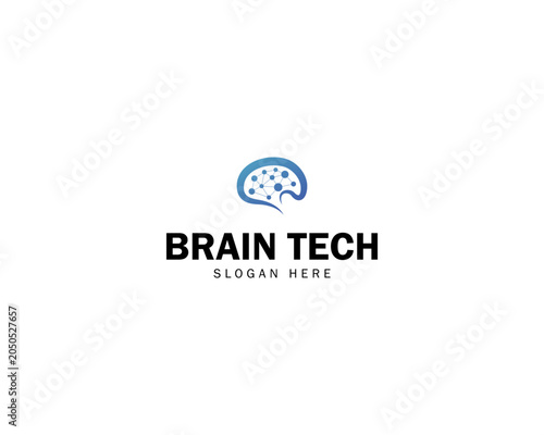 Trendy Professional Modern Brain Technology Logo For Digital Innovation and Technology Branding