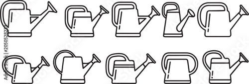 Foto set of Set of ten watering can icons in different styles and orientations