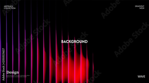Soft purple abstract background in the dark glowing with striped effect. Wavy striped glass refraction.