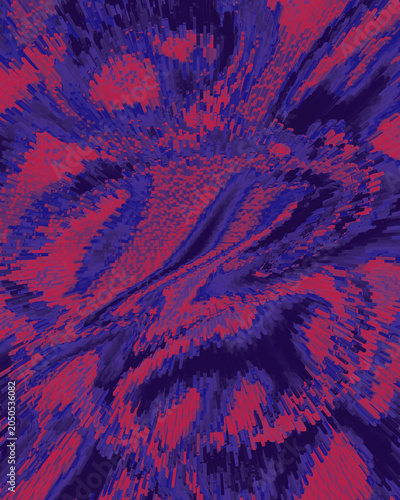 Fényképezés Abstract futuristic digital pattern with glitch extrusion effect in neon purple and magenta colors