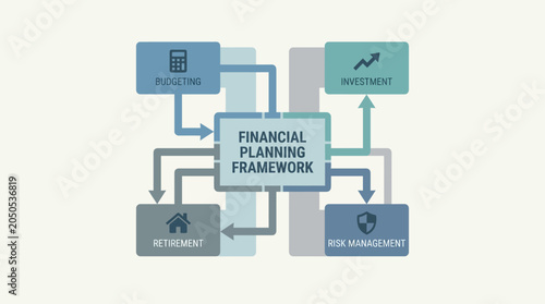 Billede på lærred Financial planning framework diagram concept.