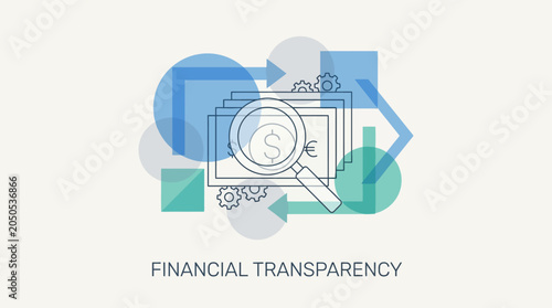 Foto Financial transparency with money and graph.