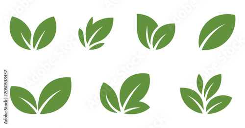 Bild auf Leinwand Leaf sprout icon with green leaves and plant symbols representing sustainability