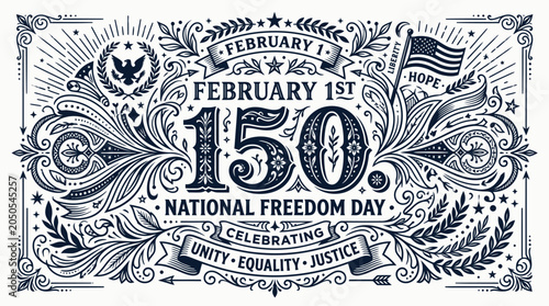 National Freedom Day February 1st 150th Anniversary Celebration Illustration