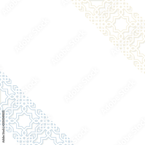 Islamic outline geometric pattern corner border background template with pastel color