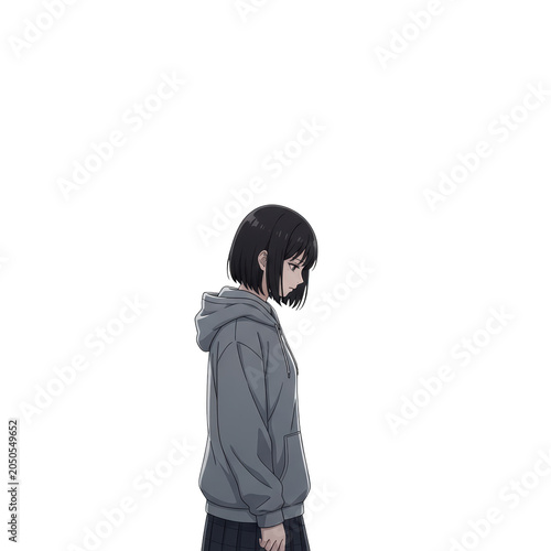 Young girl with black hair.