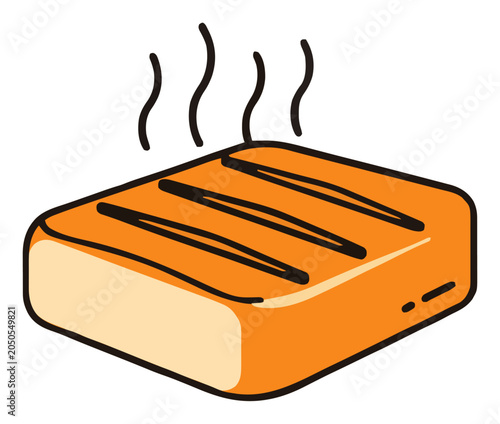 Grilled halloumi cheese steaming hot food clipart. Generative AI