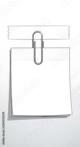 Blank note with paperclip and tape for messages and reminders.