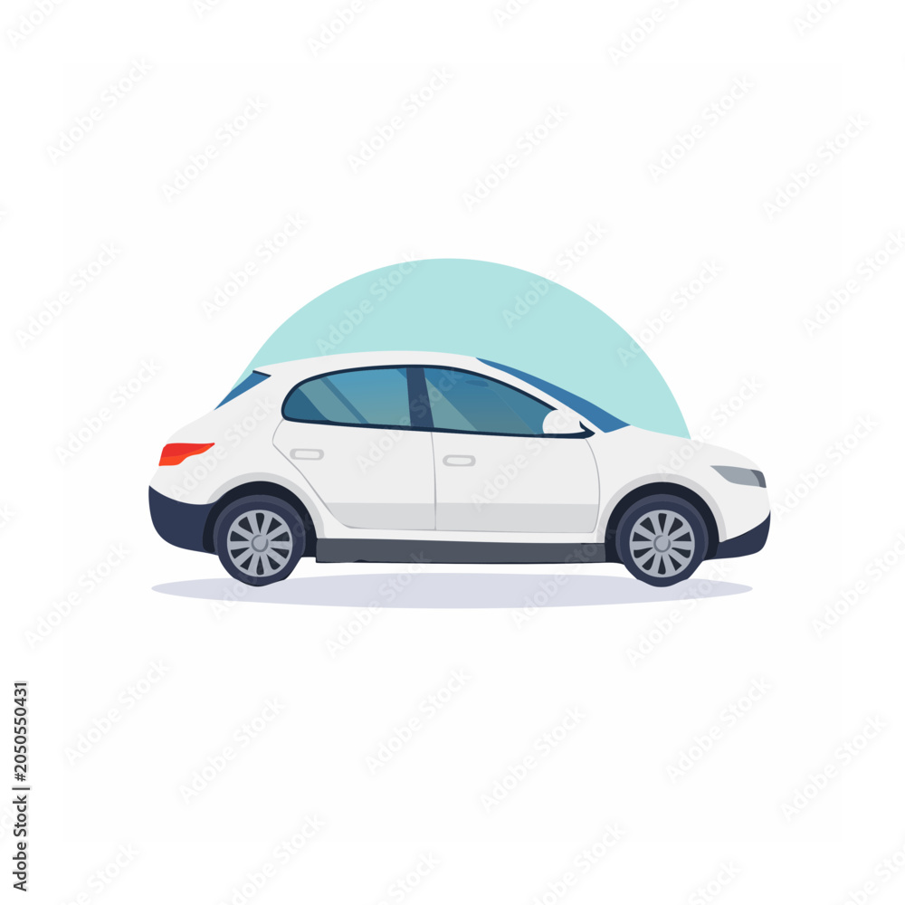 Fototapeta premium Flat design illustration of a white modern car