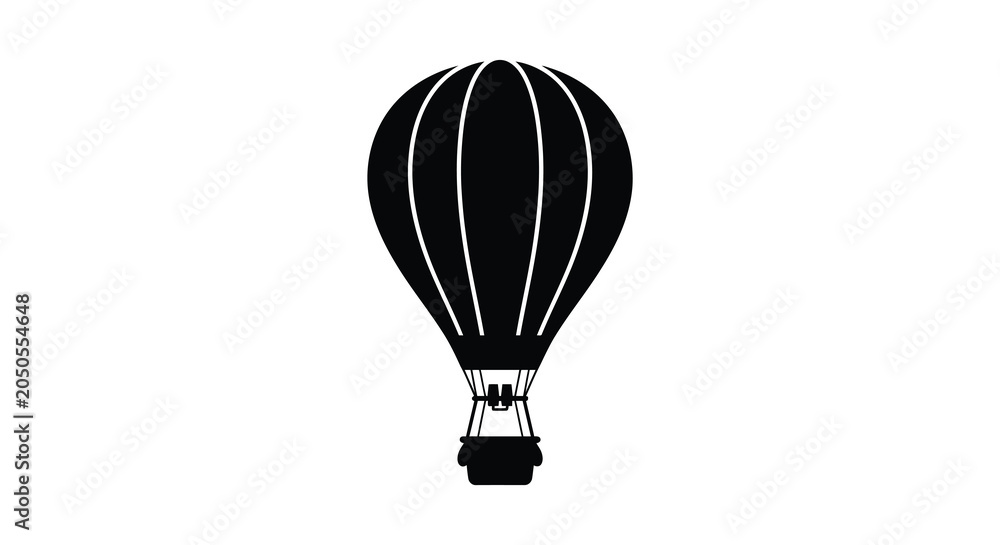 Naklejka premium Hot air balloon silhouette against a white background