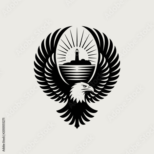Bild auf Leinwand Black and white eagle logo symbol.