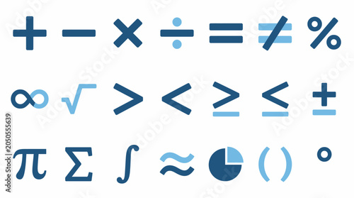 Foto Mathematical symbols represent a series of essential operators and logical notations for calculation