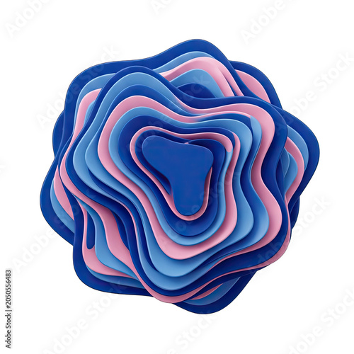 Abstract Wavy Layers of Blue and Pink