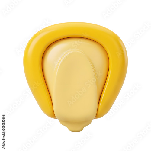 Stylized 3D Render of a Single Yellow Corn Kernel