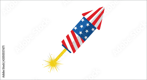 Φωτογραφία Patriotic Rocket With Stars And Stripes Flat Vector Illustration