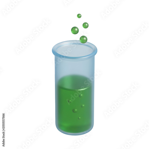 Test Tube with Green Liquid and Bubbles