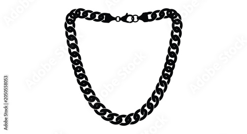 Slika na platnu Black Chain Silhouette On White Background Bold Link Design