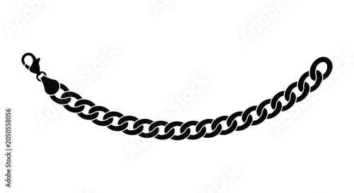 Fotografija Black chain bracelet silhouette on a white background