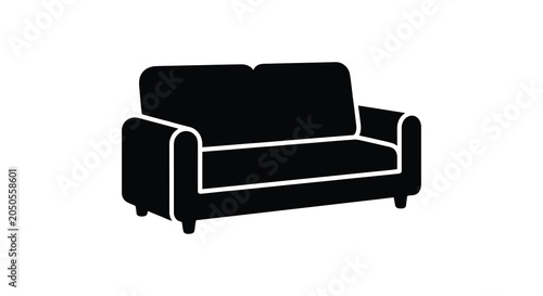 Bilde på lerret Black sofa silhouette on a white background simple furniture outline