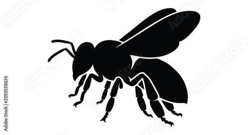 Photos Bee Silhouette Against A White Background Minimalist Insect Graphic