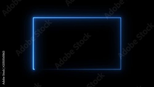 Glowing neon square rectangle picture frame icon animation.  this video suitable for a variety of creative projects, from motion graphics and visual effects to artistic animations.
