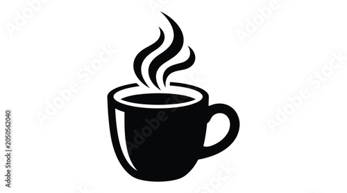 Obraz na płótnie coffee cup with steam silhouette hot beverage drink morning breakfast cafe resta