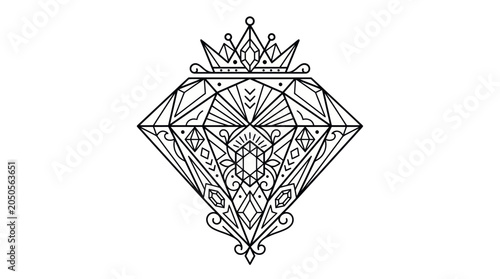 Fotografija Geometric Diamond Crown Emblem