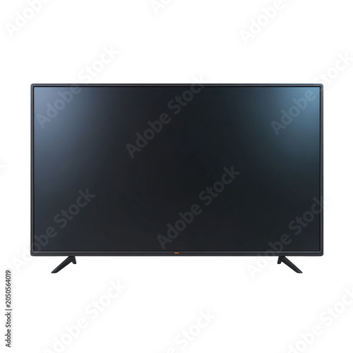 Large smart TV with blank black screen isolated on a transparent background