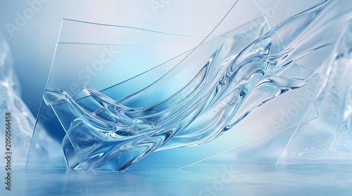 Arctic Blue Liquid Glass Background with Frosted Transparent Layers and Cool Gradient Lighting