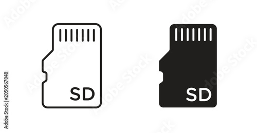 Fotografía Sd card line icon vector set.