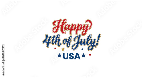 Quadro su tela Fourth of july typography with stars and usa text on white background