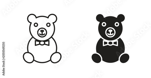 Fotografie Teddy bear line icon vector set.