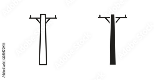 Bild auf Leinwand Utility pole line icon vector set.