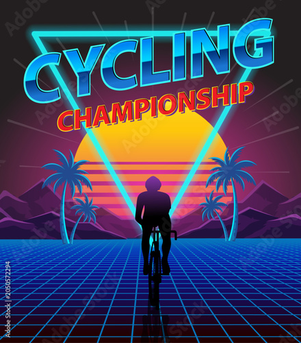 Retro-Futuristic Cycling Championship Poster