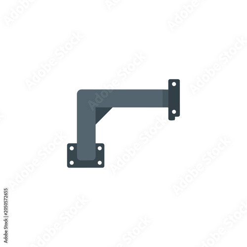 Industrial Metal Wall Mount L-Shaped Support Bracket and Pipe Fitting Illustration