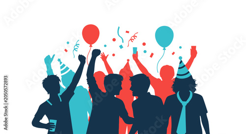 Foto People Celebrating with Raised Hands.
